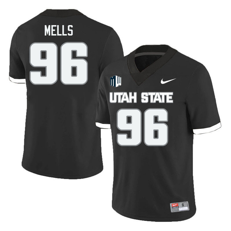 Utah State Aggies #96 Sir Mells College Football Jerseys Stitched Sale-Black